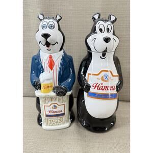 Special Edition 1973 Hamms Beer Bear Bartender Decanter & 1972 Podium Beer Set